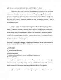 Practica Docente, LA SABIDURIA DOCENTE, CRÍTICA, RESCATE E INOVACION. Página 1