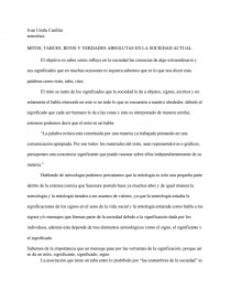 MITOS TABÚES RITOS Y VERDADES ABSOLUTAS EN LA SOCIEDAD ACTUAL. Página 1