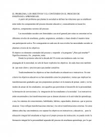 EL PROBLEMA, LOS OBJETIVOS Y EL CONTENIDO EN EL PROCESO DE ENSEÑANZA APRENDIZAJE.. Página 1