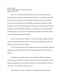 Platón, El Primer Pensador Socialista. Página 1