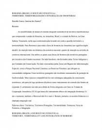 RORAIMA (BRASIL) E BOLÍVAR (VENEZUELA) - TERRITÓRIO, TERRITORIALIDADE E INTEGRAÇÃO DE FRONTEIRAS. Página 1