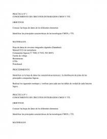 CONOCIMIENTO DE CIRCUITOS INTEGRADOS CMOS Y TTL. Página 1