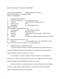 PROYECTO RADIAL “MÁS QUE VENCEDORES”. Página 1