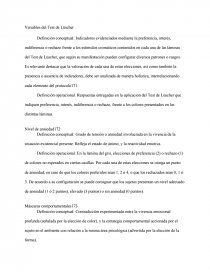 Variables Del Test De Lüscher. Página 1