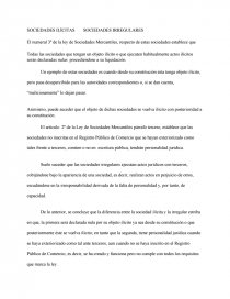 DERECHO MERCANTIL DIFERENCIA DE SOCIEDADES ILÍCITAS E IRREGULARES. Página 1