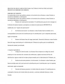 Proceso Para Regularizar Facturas Que Presentan Errores De Emisión. Página 1