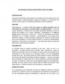 SISTEMA EDUCATIVO PROPIO PARA COLOMBIA