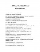 BANCO DE PREGUNTAS DE LA EDAD MEDIA