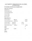 Alistamiento y presupuesto para una orden de produccion