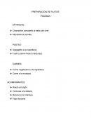 Lista de platos e ingledientes