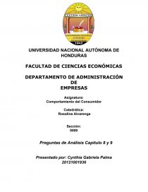 Preguntas para el Análisis capitulo 8 y 9 comportamiento del consumidor. Página 1