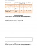 Tabla de especificaciones Objetivo general: Conocer y comprender tipología textual, la fábula