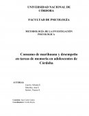 Consumo de marihuana y desempeño en tareas de memoria en adolescentes de Córdoba