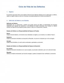 Ciclo de vida de un defecto. Página 1