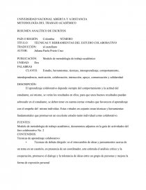 TÉCNICAS Y HERRAMIENTAS DEL ESTUDIO COLABORATIVO. Página 1