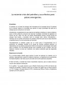 La reciente crisis del petróleo y sus efectos para países emergentes