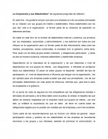 La Corporación y sus Stakeholders” las siguientes preguntas de reflexión. Página 1