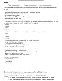 Evaluación de Lenguaje y Comunicación Lectura Complementaria, “El terror del 6to B”. Página 1