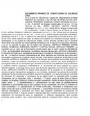 DOCUMENTO PRIVADO DE CONSTITUCIÓN DE SOCIEDAD LTDA.