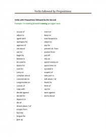 Verbs with Prepositions followed by the Gerund. Página 1