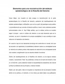 Elementos para una reconstrucción del estatuto epistemológico de la filosofía del Derecho