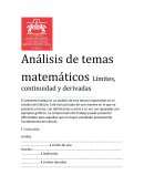 Anáilisis Límites, continuidad y derivadas