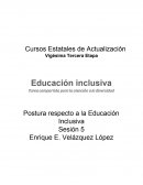 Postura respecto a la educación inclusiva