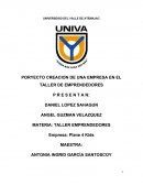 PORYECTO CREACION DE UNA EMPRESA EN EL TALLER DE EMPRENDEDORES