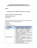 UNIDAD 1 “INTRODUCCIÓN A LOS SISTEMAS DE GESTIÓN DE LA CALIDAD”