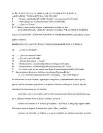 GUÍA DE ESTUDIO ENUNCIATIVA PARA EL PRIMER EXAMEN DE LA ASIGNATURA “TEORÍA GENERAL DEL ESTADO”. Página 1