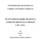 Plan de negocios PLANTA PROCESADORA DE QUINUA COMPAÑÍA BOLIVIANA CORNEJO C.B.C. S.R.L.