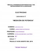 ELECTRICIDAD Laboratorio 6 “MEDICIÓN DE POTENCIA”