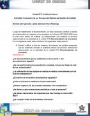 Unidad N°5. Auditoría Interna Actividad: Evaluación de un Proceso del Sistema de Gestión de Calidad