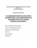 La enajenación televisiva como barrera del hábito lector en los adolescentes