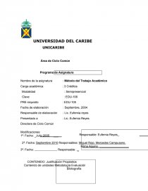 Programa de metodo de trabajo academico. Página 1