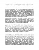 IMPORTANCIA DE UN BUEN TUTOR EN EL PROCESO ACADEMICO DE LOS ALUMNOS