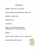 LA LITERATURA, INTENCION COMUNICATIVA Y FUNCION POETICA