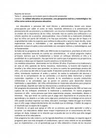 PROPUESTAS CURRICULARES PARA LE EDUCACION PREESCOLAR. Página 1