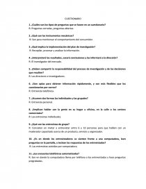 CUESTIONARIO 1. ¿Cuáles son los tipos de preguntas que se hacen en un cuestionario?. Página 1