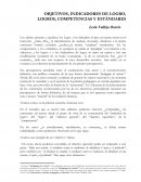 OBJETIVOS, INDICADORES DE LOGRO, LOGROS, COMPETENCIAS Y ESTÁNDARES