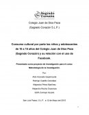 Consumo cultural por parte los niños y adolescentes de 10 a 15 años