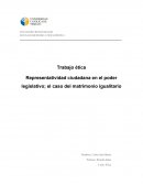 Trabajo ética Representatividad ciudadana en el poder legislativo; el caso del matrimonio igualitario