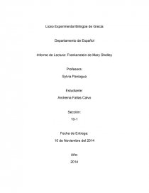 Informe de lectura Frankenstein. Página 1