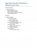 Algoritmo. Calcular velocidad en kilómetros por hora