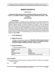 Memoria descriptiva de via de acceso. Página 1