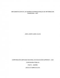 IMPLEMENTACION DE LAS NORMAS INTERNACIONALES DE INFORMACION FINANCIERA – NIFF. Página 1