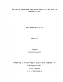 IMPLEMENTACION DE LAS NORMAS INTERNACIONALES DE INFORMACION FINANCIERA – NIFF. Página 2