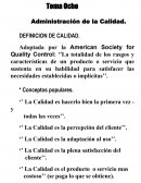 Administración de la calidad. Definicion de calidad