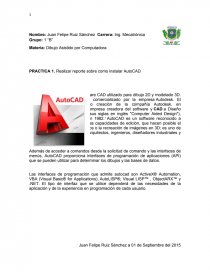 PRACTICA 1. Realizar reporte sobre como instalar AutoCAD. Página 1