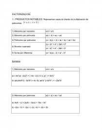 PRODUCTOS NOTABLES: Representan casos de interés de multiplicación de polinomios.. Página 1